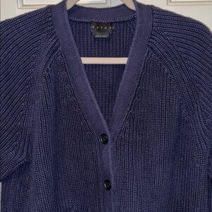 Navy Blue Hatch Cardigan Sweater
